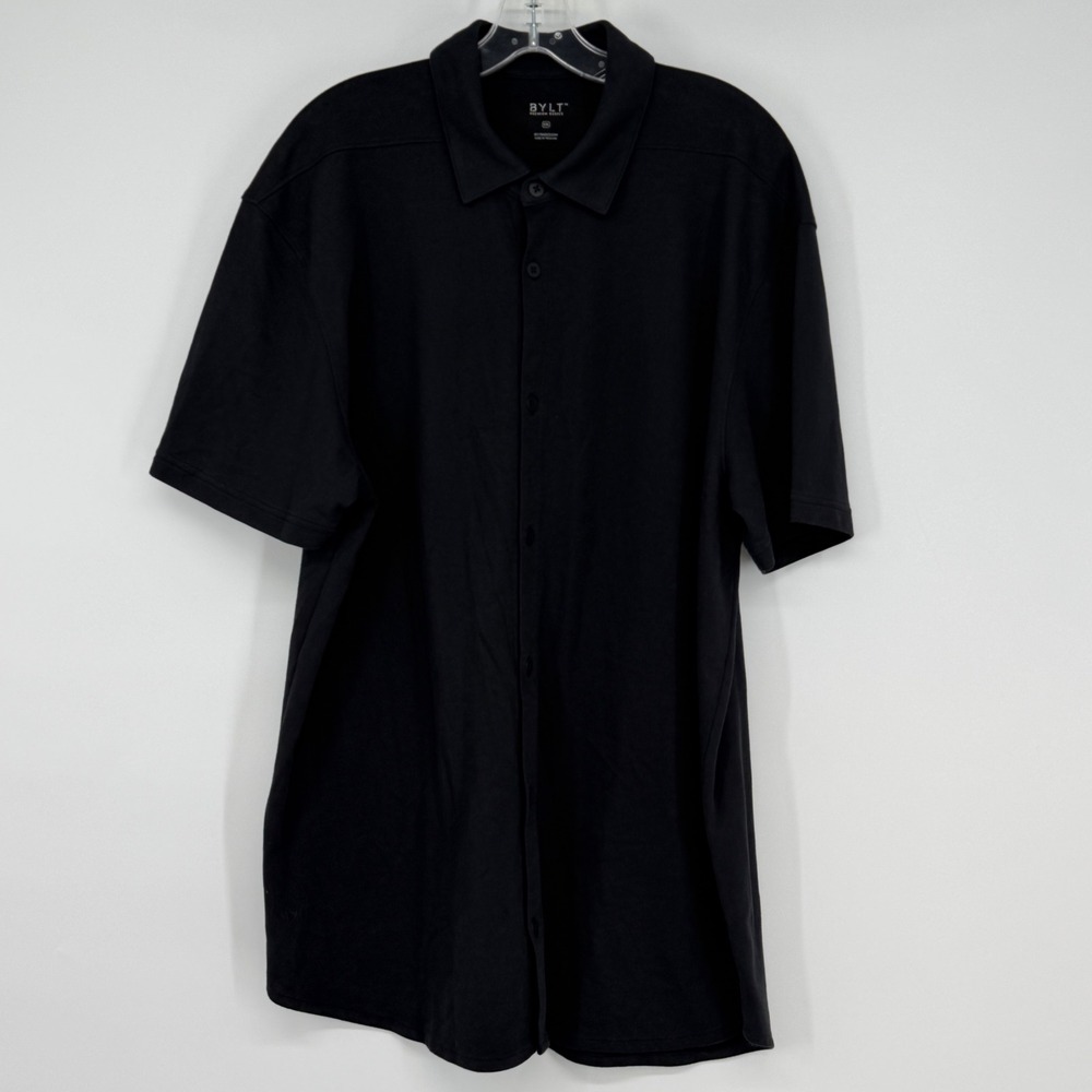 BYLT‎ Premium Basics Mens XXL Black Short Sleeve Button Down Performance Shirt